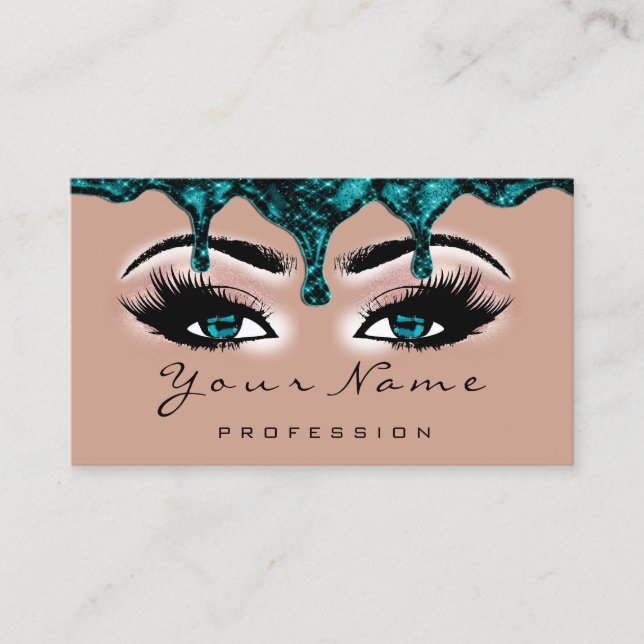 Nail Artist aquamarin Tropfens Rose Lash Makeup Bl Visitenkarte (Vorderseite)