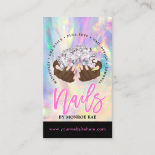 Nail Artist Cartoon Hands Logo Long Manicure Salon Visitenkarte