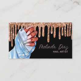 Nail Artist Designer Salon Rose Imitate Glitzer Visitenkarte