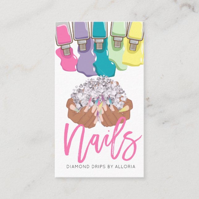 Nail Artist Drilling polnischen Hand Logo Nail Sal Visitenkarte (Vorderseite)