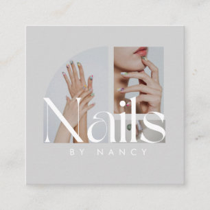 Nail Artist Foto Collage Light Grau Quadratische Visitenkarte