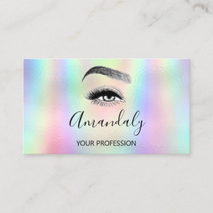 Nail Artist Lash Friseur Logo Hologramm Blau Besuc Visitenkarte