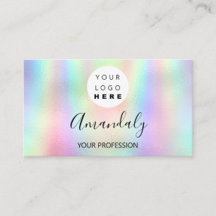 Nail Artist Lash Friseur Logo Holograph Blau Visitenkarte