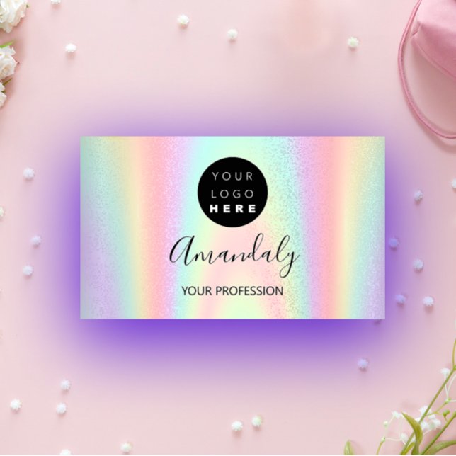 Nail Artist Lash Friseur Logo Visitenkarte (Nail Artist Lash Hairdresser Logo Holograph Business Card)