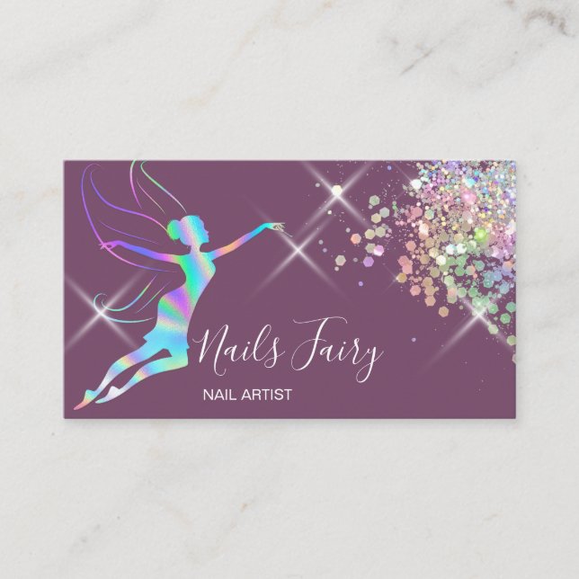 Nail Artist Manicure Beauty Sparkling Holograph Visitenkarte (Vorderseite)