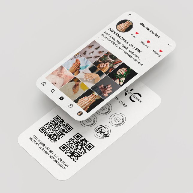 Nail Artist Nail Tech Manicurist IG Loyalty White Visitenkarte (Von Creator hochgeladen)