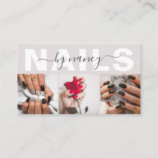 Nail Artist Photo Collage Qr Code Logo Pearl Pink Visitenkarte