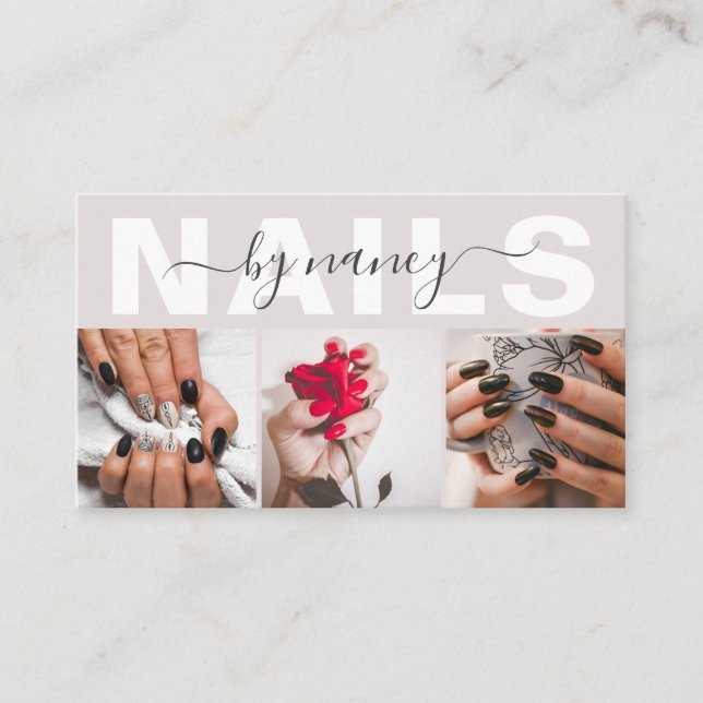 Nail Artist Photo Collage Qr Code Logo Pearl Pink Visitenkarte (Vorderseite)