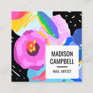 Nail Artist Salon abstrakte Pinselstriche Kunst Quadratische Visitenkarte