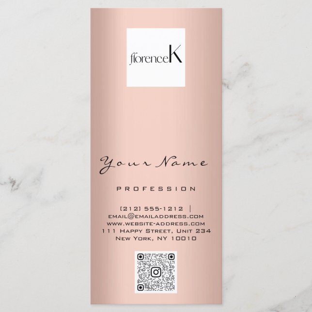 Nail Artist Studio Tropfen Rose Wax Epilation Prei Menükarte (Vorderseite)