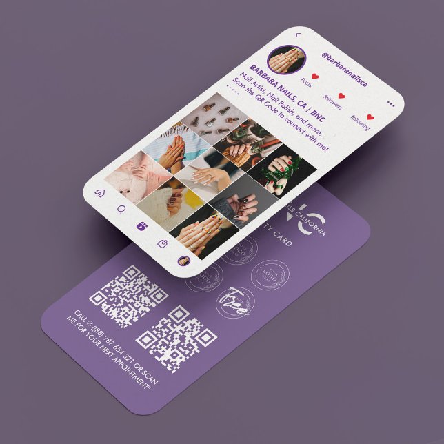 Nail Artist Tech IG Dusty Lila Visitenkarte (Manicurist Nail Artist Tech IG Loyalty Purple Business Card
)