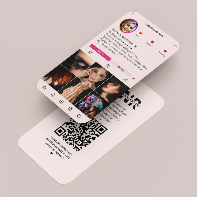 Nail Artist Tech Instagram Pink Modern Visitenkarte (Manicurist Nail Artist Tech Instagram Pink Modern Business Card
)