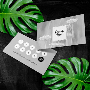 Nail Beauty Salon Loyalty Card Grau Blume Treuekarte