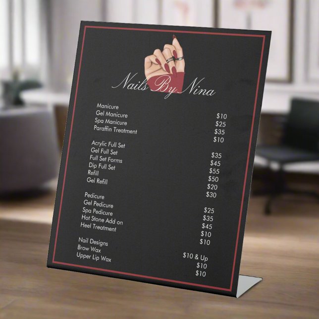Nail Beauty Salon Manicurist Black & Red Price Sockelschild (Von Creator hochgeladen)