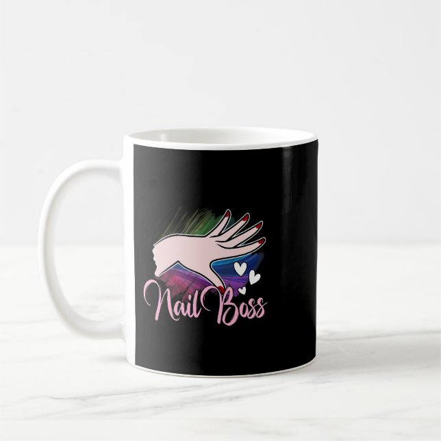Nail Boss Manicurist Geschenk Nail Tech Artist Tec Kaffeetasse (Links)