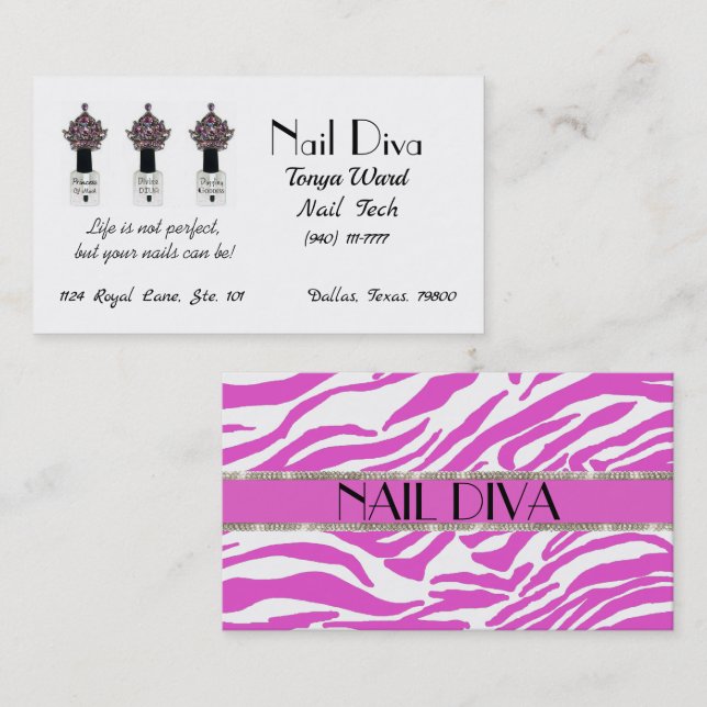 Nail Diva Nail Technician Business Card Visitenkarte (Vorne/Hinten)
