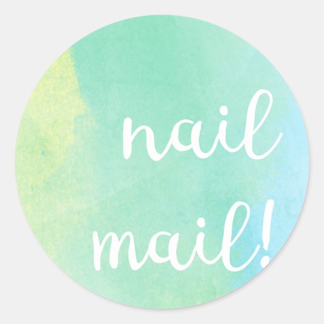 Nail Mail! Aufkleber - blaugrüne Wasserfarbe (Vorderseite)