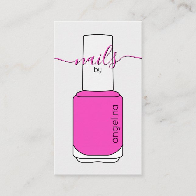 Nail Polnische Flasche Hot Pink Visitenkarte (Vorderseite)