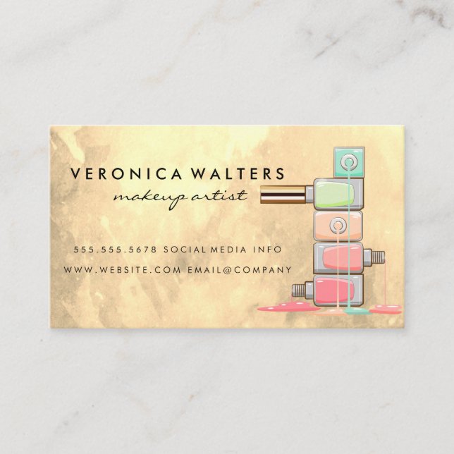 Nail Polnische Flaschen gestapelt Tropfen Treuekarte (Vorderseite)