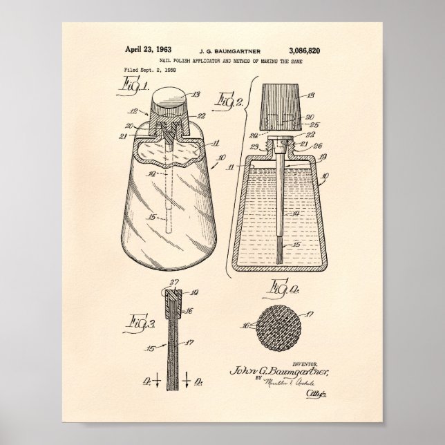 Nail Polnischer Kläger 1963 Patent Art Old Peper Poster (Vorne)
