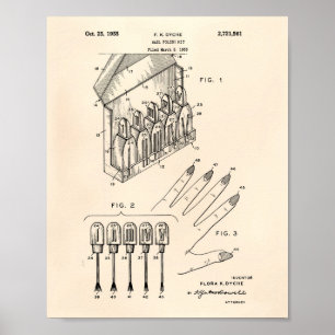 Nail Polnisches Kit 1955 Patent Art Old Peper Poster