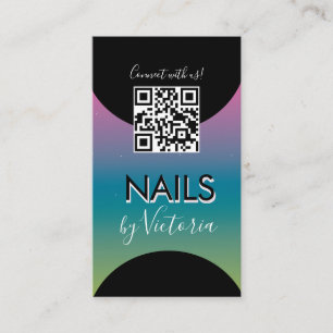 Nail Salon Beauty Artist QR Code Gradient Rainbow Visitenkarte