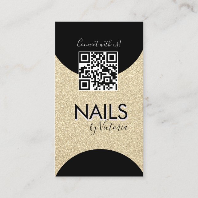 Nail Salon Beauty Artist QR Code Imitate Glitzer G Visitenkarte (Vorderseite)