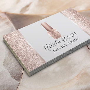 Nail Salon Blush Rose Gold Glitzer Polnisches Mani Visitenkarte