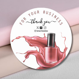 Nail Salon Business Branding Danke Karte Runder Aufkleber
