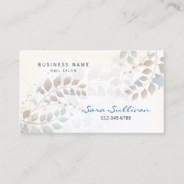 Nail Salon Business Card Pastel Blätter Visitenkarte