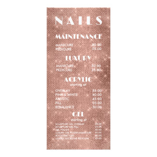 Nail Salon False Acrylic Menu Price List Cards Werbekarte