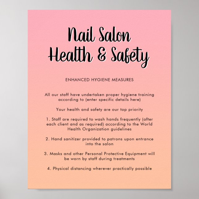 Nail Salon Gesundheit Pink Pastellfarben Covid Sic Poster (Vorne)
