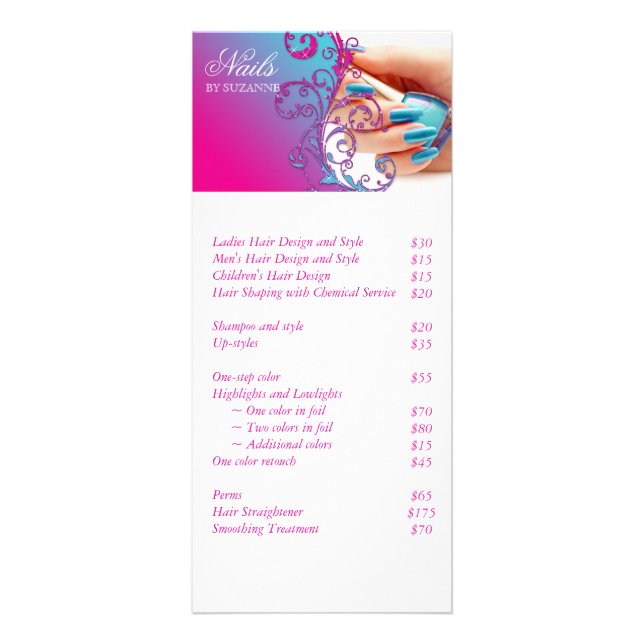 Nail Salon Glitzer Blue Pink Werbekarte (Vorne)