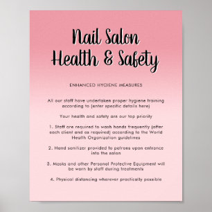 Nail Salon Health Pink Script Schriftart Covid Saf Poster