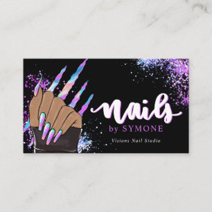 Nail Salon Holographic Glitzer Nail Tech Beauty Visitenkarte