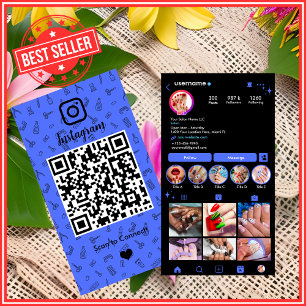 Nail Salon Instagram Blue QR-Code für soziale Me Visitenkarte