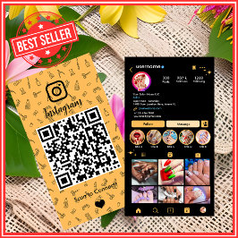 Nail Salon Instagram Peach | QR-Code für soziale M Visitenkarte