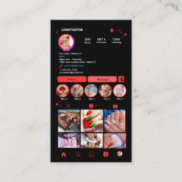 Nail Salon Instagram Red | QR-Code für soziale Med Visitenkarte