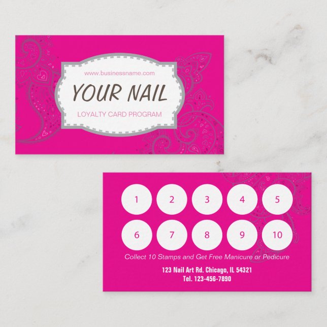Nail Salon Loyalty Business Card  Visitenkarte (Vorne/Hinten)
