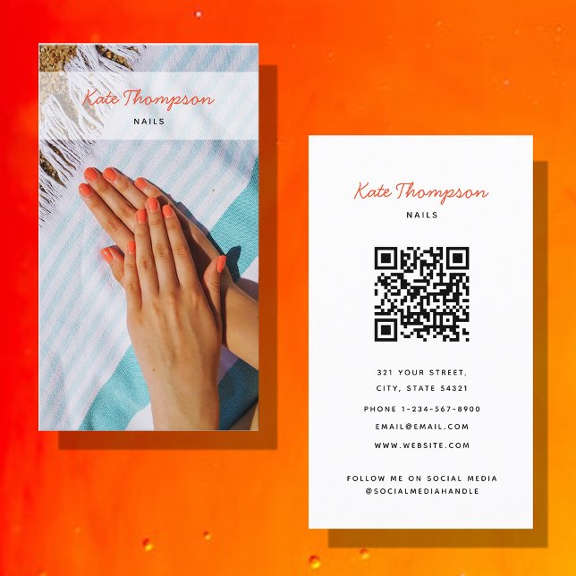 Nail Salon Makeup Artist Foto QR Code Script Visitenkarte (Von Creator hochgeladen)