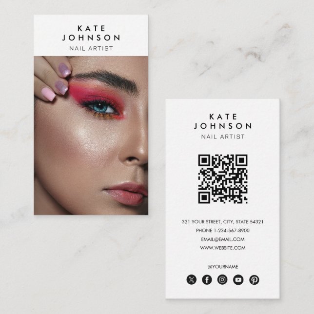 Nail Salon Makeup Artist Foto QR Code Visitenkarte