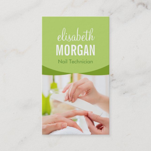 Nail Salon Manicure WELLNESS-CENTER Natur Grüne Bl Visitenkarte (Vorderseite)