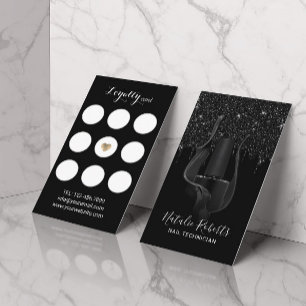 Nail Salon Manicurist Black Glitzer Tropfens Loyal Treuekarte