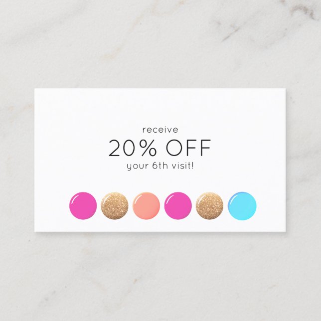 Nail Salon Manicurist Kundenloyalty 6 Punch Treuekarte (Vorderseite)