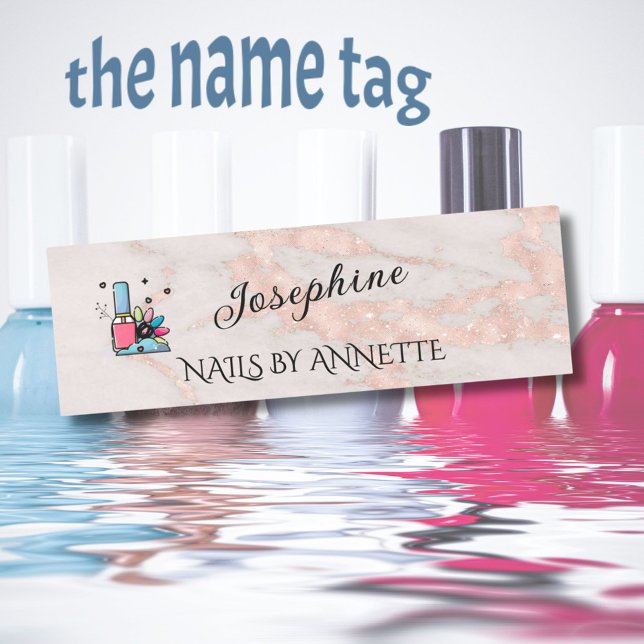 Nail Salon Manicurist Rose Gold Name Tag Namensschild (Von Creator hochgeladen)
