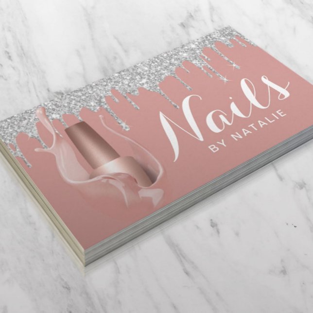 Nail Salon Manicurist Rose Gold & Silber Tropfen Treuekarte (Von Creator hochgeladen)