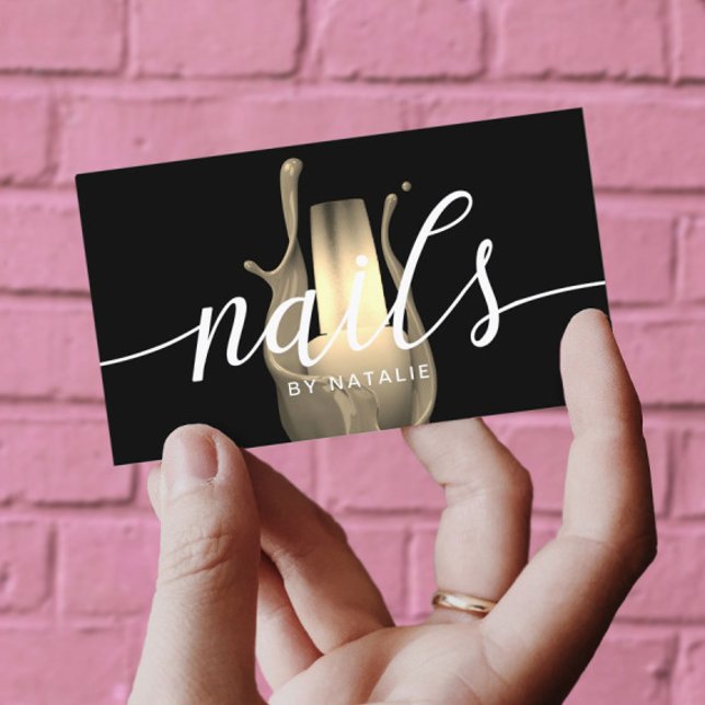 Nail Salon Modern Gold Polnischer Flaschenmanikuri Visitenkarte (Von Creator hochgeladen)