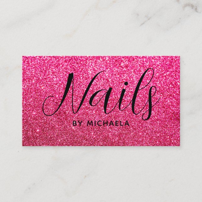 Nail Salon Modern Hot Pink Business Card Visitenkarte (Vorderseite)