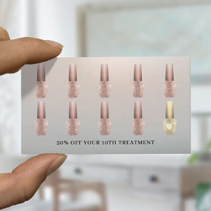 Nail Salon Modern Silver Polnischer Manikurist Treuekarte