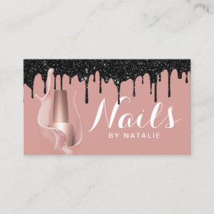 Nail Salon Moderne Rose Gold Black Tropfens Manicu Visitenkarte